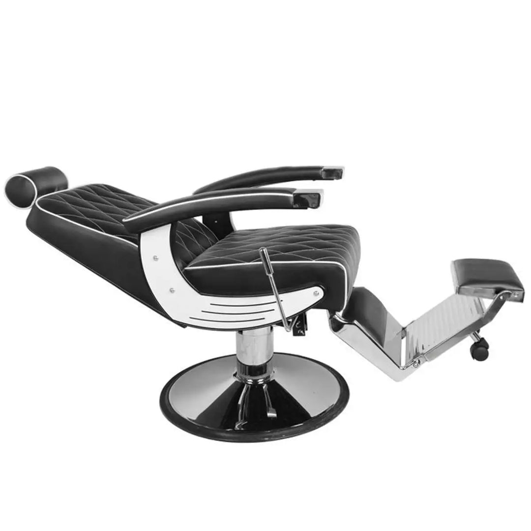 Schwarzer und chrombarer Gabbiano Barberstuhl Imperial Schwarz Sitzzentrum