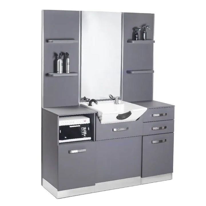 Grau salon shampoo station Gabbiano Friseurkonsole mit Waschbecken B085