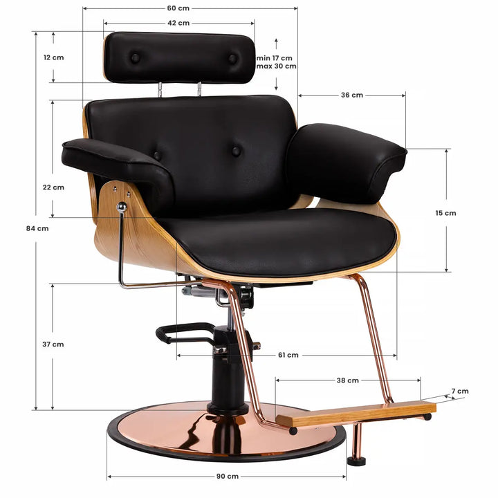 Gabbiano Friseurstuhl Florence Schwarz - Friseurstuhl