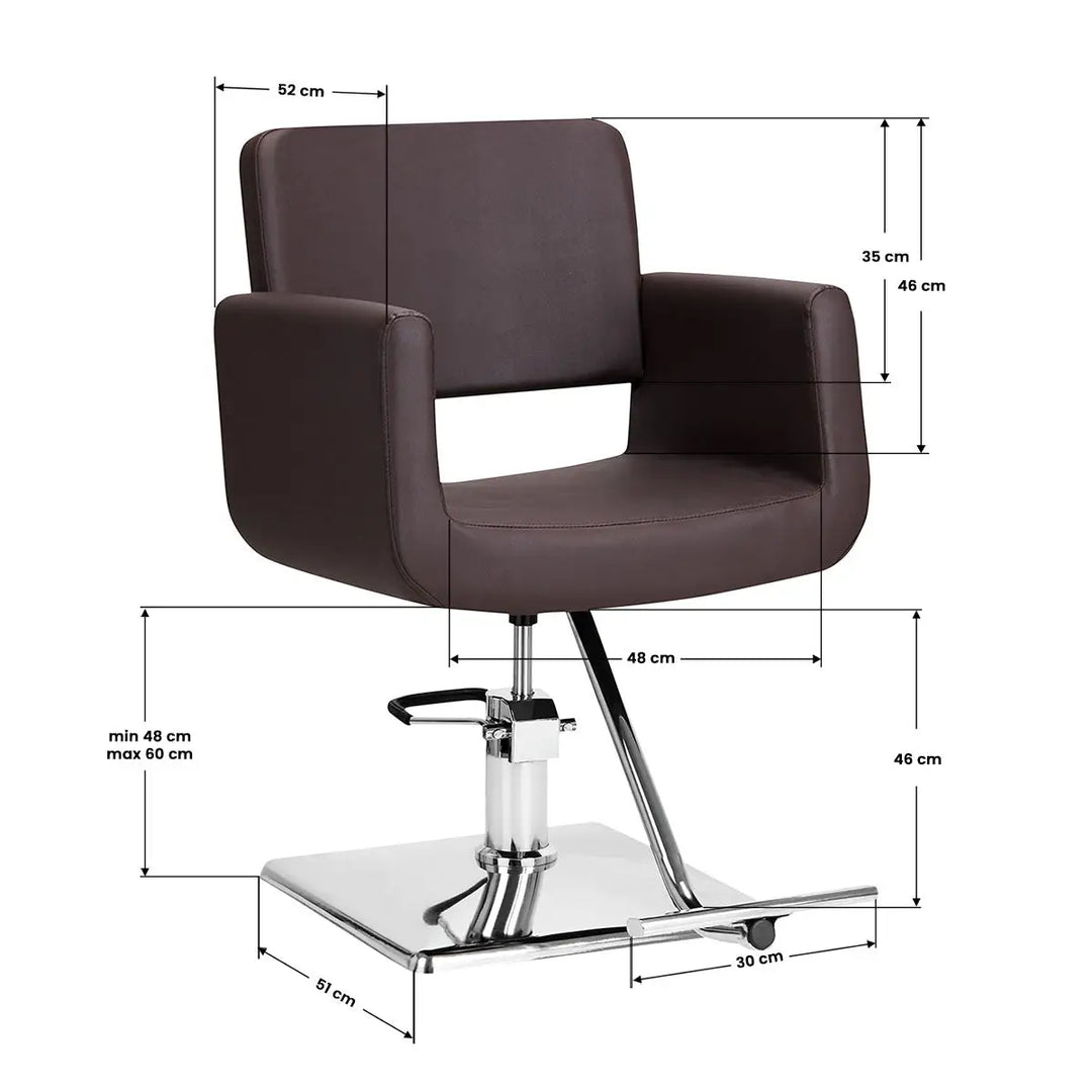 Brauner Friseurstuhl Gabbiano Helsinki mit Maßen für professionelles Styling