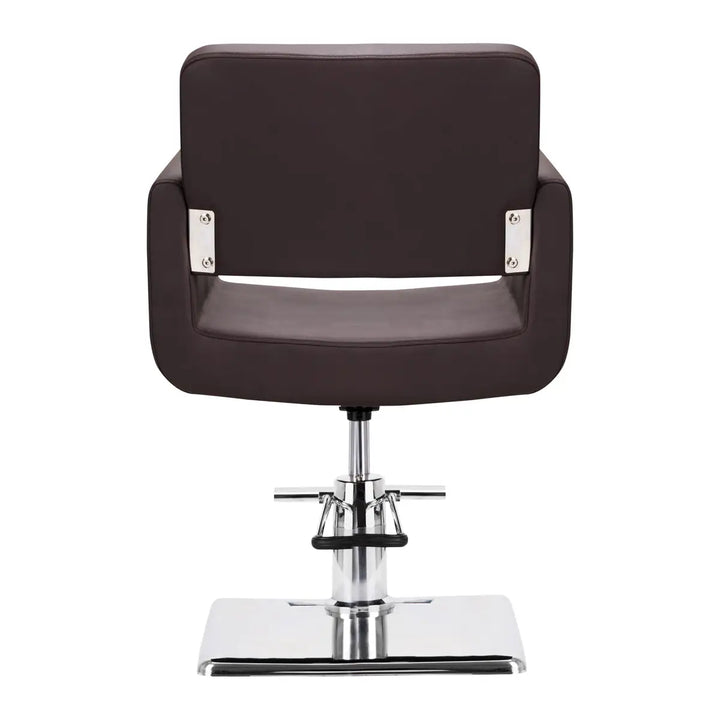 Brauner Friseurstuhl Gabbiano Helsinki mit Chrombasis