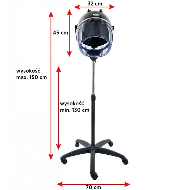 Schwarze Salon-Haartrockner mit verstellbarem Stativ, Gabbiano Trockenhaube li-202s Silber