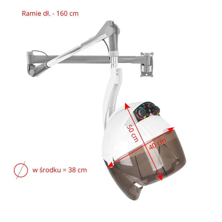 Wandmontierter Salon-Haartrockner mit verstellbarem Arm Gabbiano Centurion dvi-303w Weiss