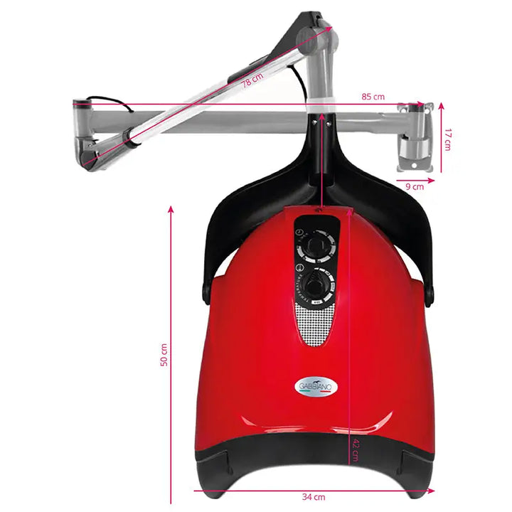Roter Salon Haartrockner mit verstellbarem Wandarm Gabbiano Trockenhaube dx-201w