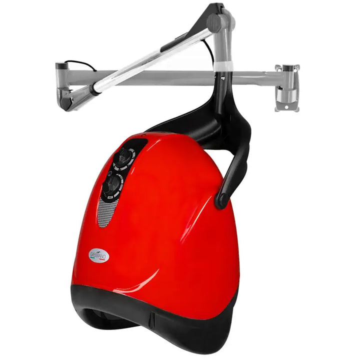 Roter Salon-Haarföhn Gabbiano Trockenhaube mit Wandarm DX-201W