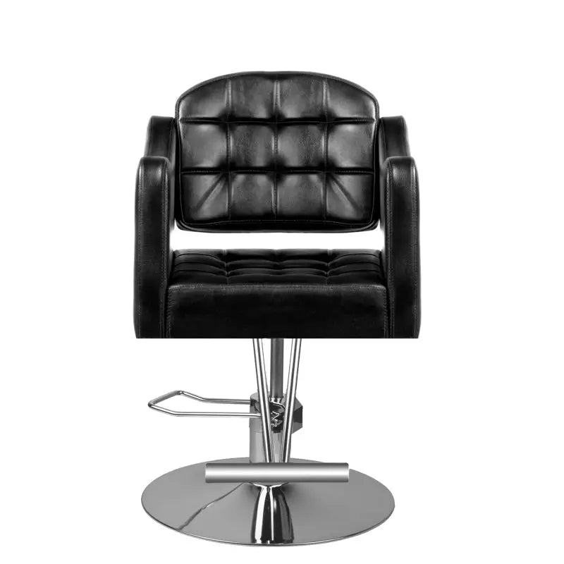 Schwarzer Lederfriseurstuhl im Haarstudio für stilvolle Salonmöbel
