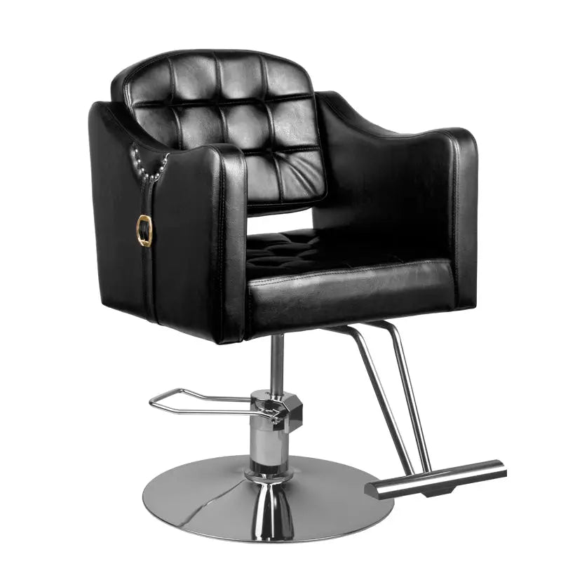 Schwarzer Ledersalonstuhl Hair System Friseurstuhl 0-90 für Friseursalons