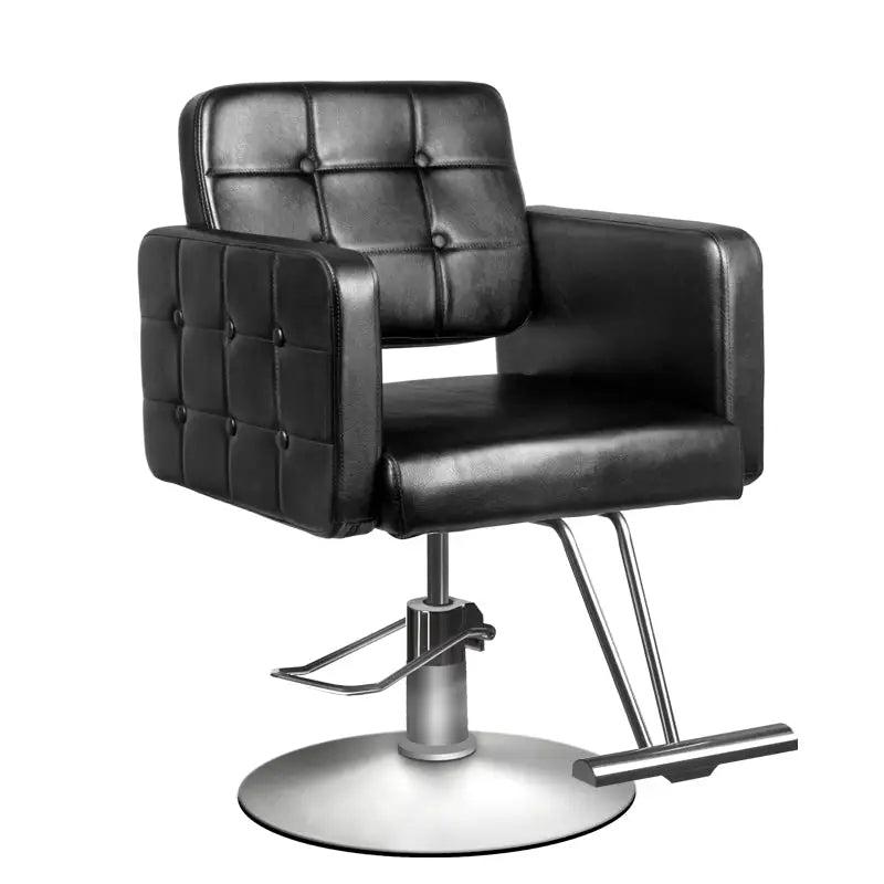 Schwarzer Ledersalonstuhl Hair System Friseurstuhl 90-1 für Friseurbetrieb