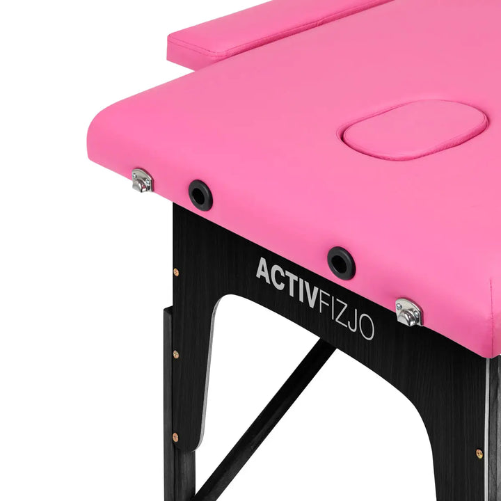 Klappbare Massageliege aus Holz Komfort 2 Segmente rosa schwarz Holz - Klappbare Massageliege