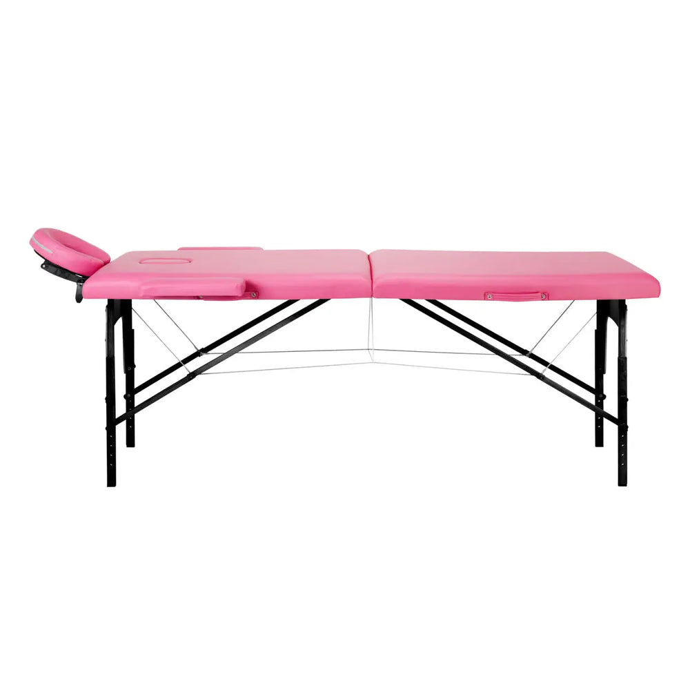 Klappbare Massageliege aus Holz Komfort 2 Segmente rosa schwarz Holz - Klappbare Massageliege
