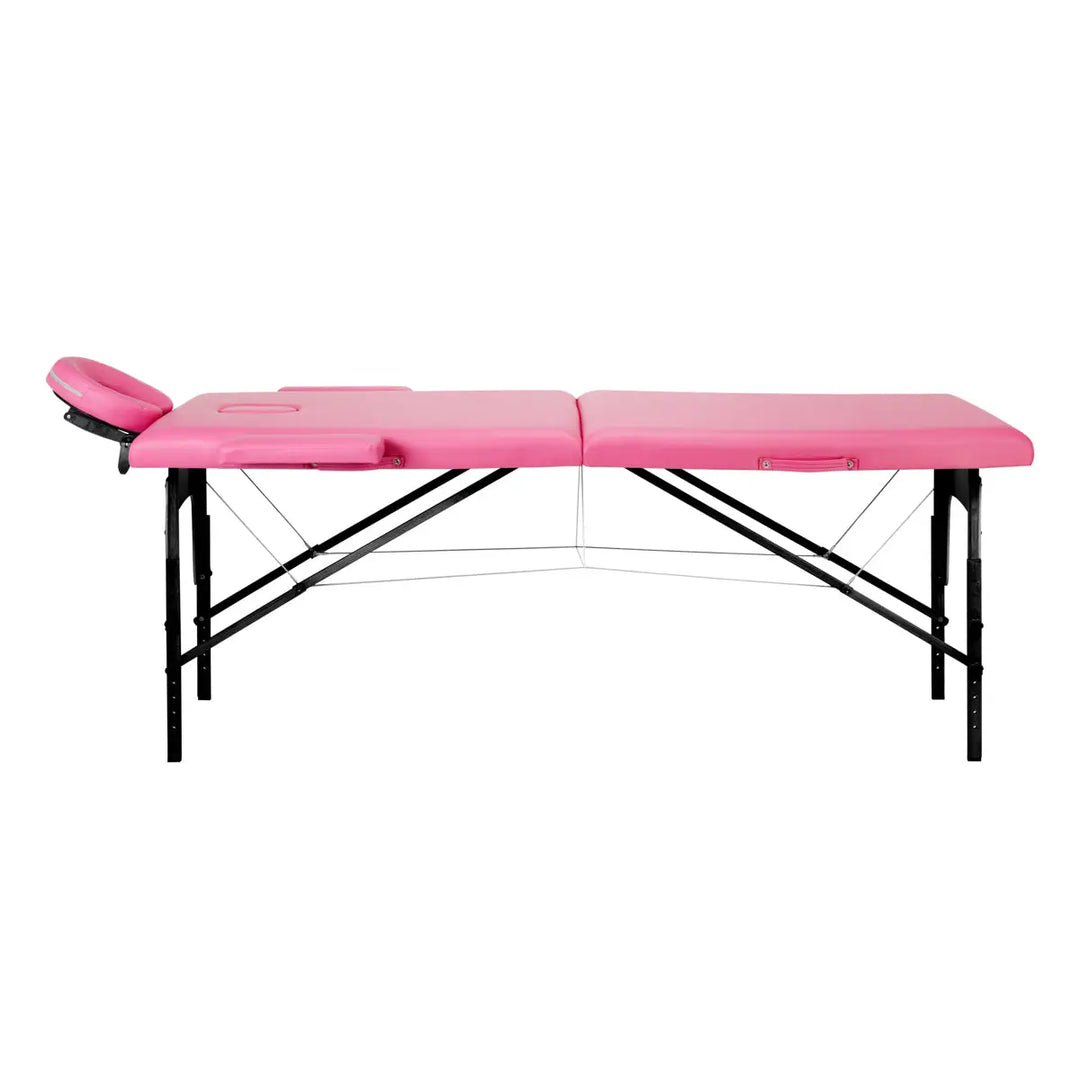 Klappbare Massageliege aus Holz Komfort 2 Segmente rosa schwarz Holz - Klappbare Massageliege