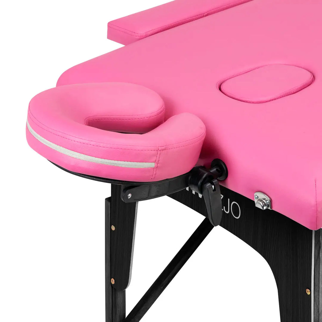 Klappbare Massageliege aus Holz Komfort 2 Segmente rosa schwarz Holz - Klappbare Massageliege