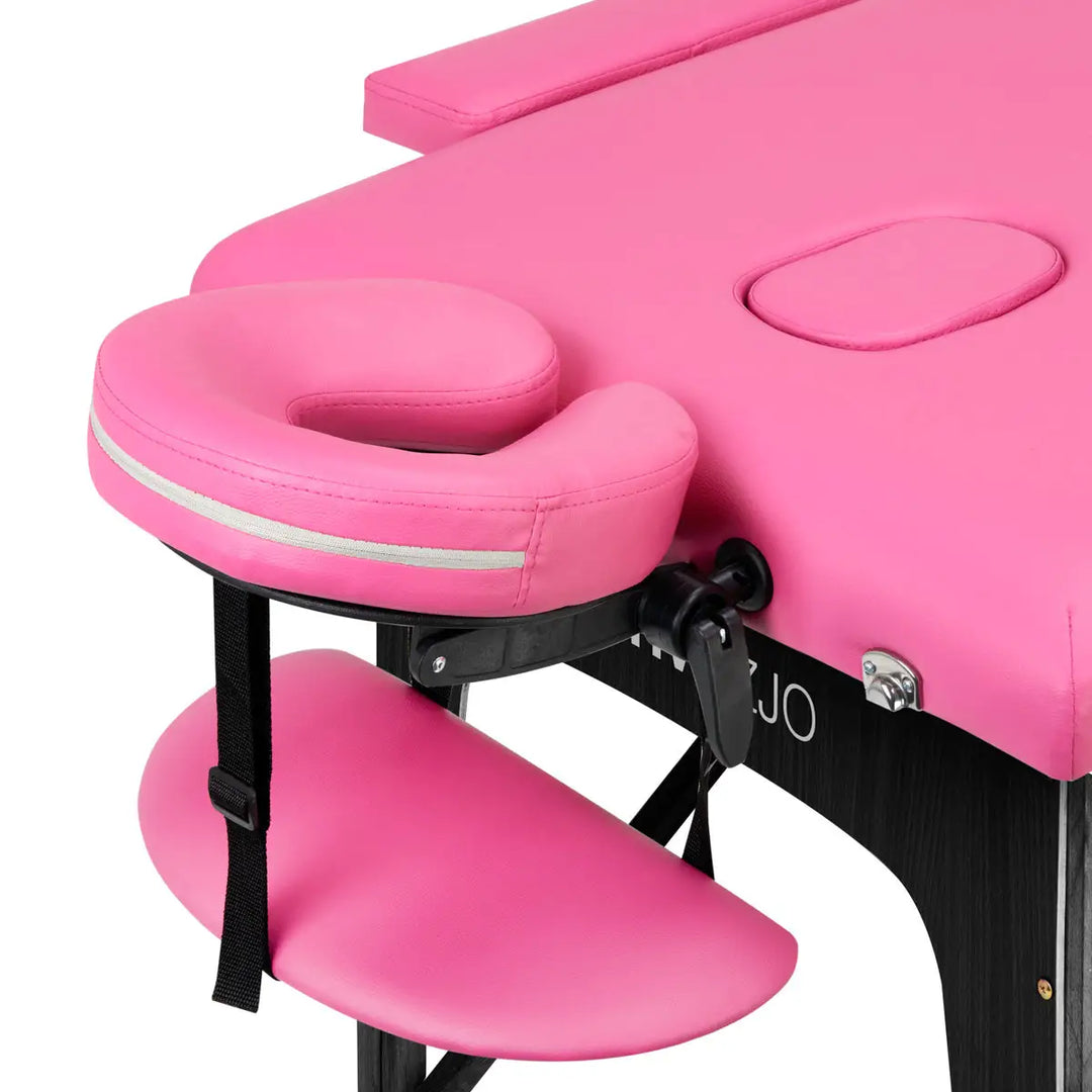 Klappbare Massageliege aus Holz Komfort 2 Segmente rosa schwarz Holz - Klappbare Massageliege
