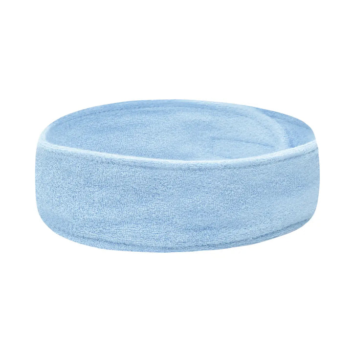 Helle blaue Frottee-Kosmetikband für Haare, angenehmer Komfort
