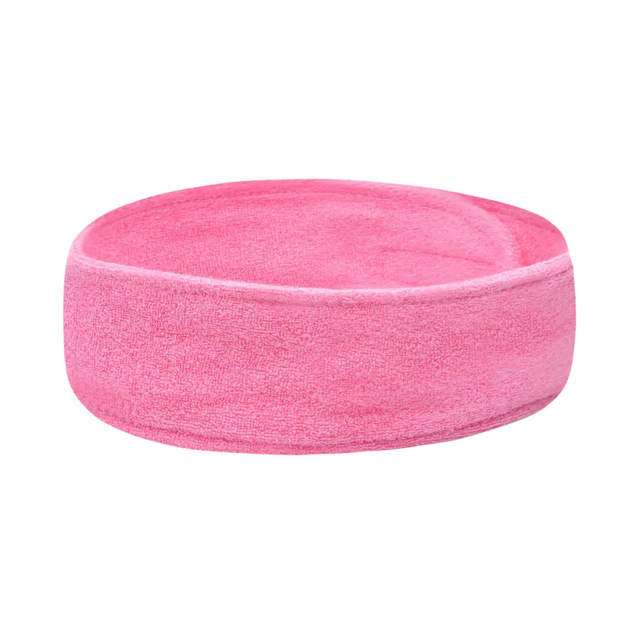 Pinkes Frottee-Kosmetikband für Gesichtspflege und Haarstyling