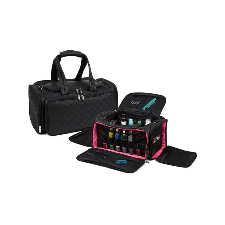 Schwarze gesteppte Kosmetiktasche sab004 für Reisen und Make-up aufbewahrung