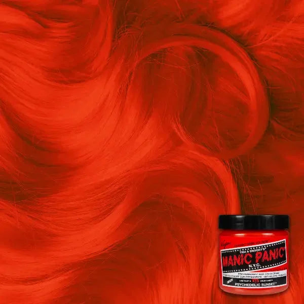 Manic Panic Psychedelic Sunset 237 ml – Haarfarbvorschau mit gewellten Strähnen