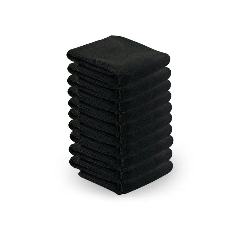 Stack von schwarzen Mikrofaser-Handtüchern 73x40cm, 10 Stück