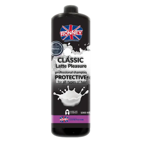 RONNEY Classic Latte Pleasure Shampoo Flasche auf weißem Hintergrund