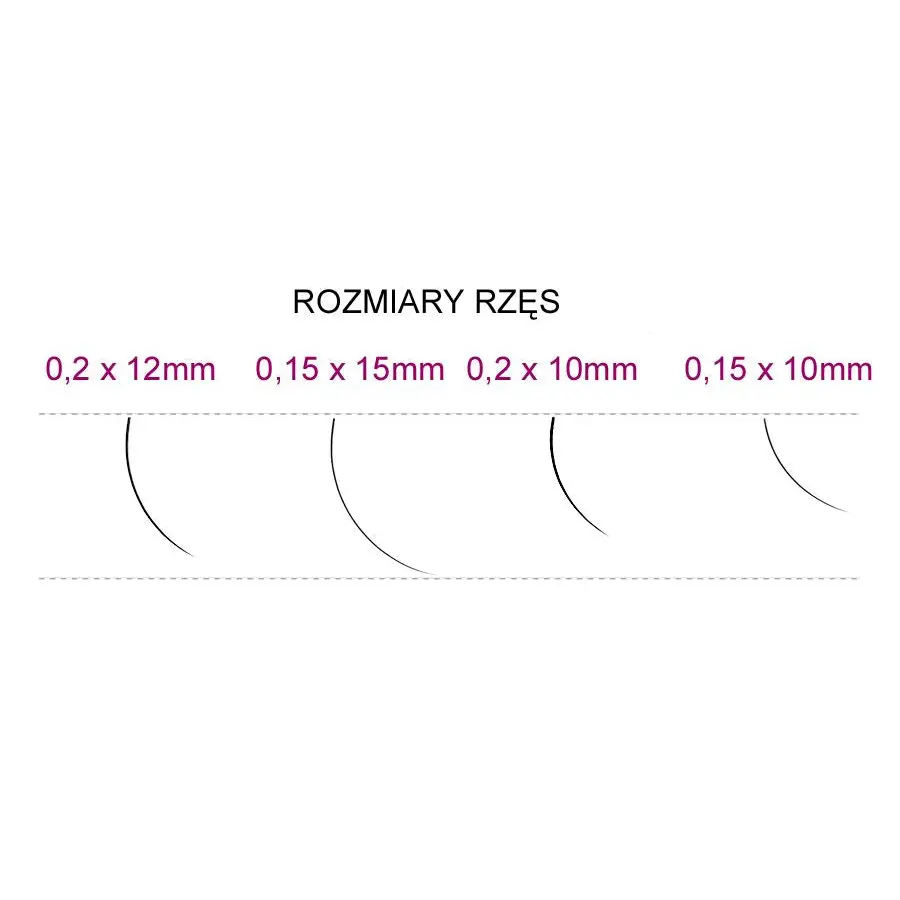 Eyelash size chart für Syis Wimpern j 0,15 x 10 mm 0,25 g Produkt