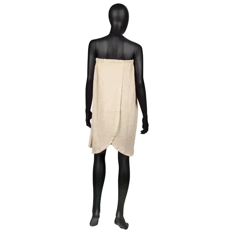 Beige Spa Wrap auf einer Puppe aus dem Produkt Umhang Frotte Nr. 44 cremefarben
