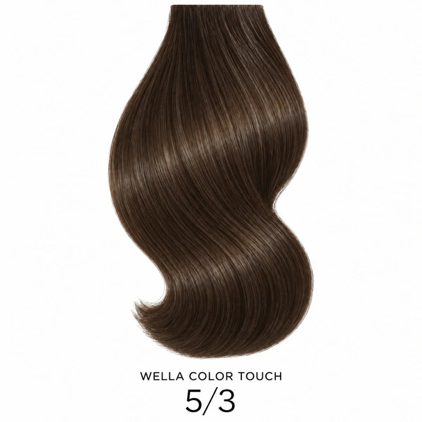 Wella Color Touch Rich Naturals 5/3 – Haarfarbmuster auf weißem Hintergrund