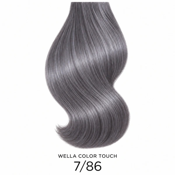Wella Color Touch Rich Naturals 7/86 – Haarfarbmuster auf weißem Hintergrund