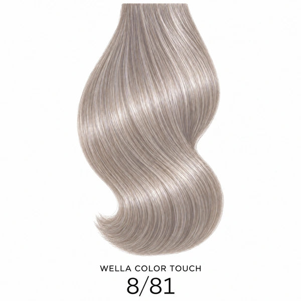 Wella Color Touch Rich Naturals 8/81 – Haarfarbmuster auf weißem Hintergrund