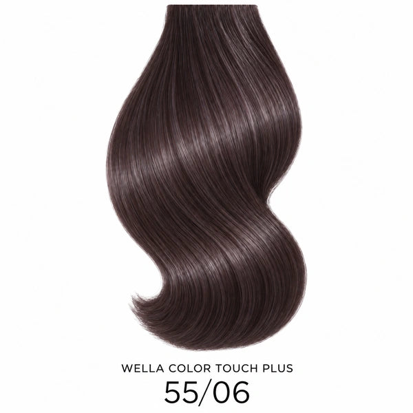 Wella Color Touch Plus 55/06 – Haarfarbmuster auf weißem Hintergrund